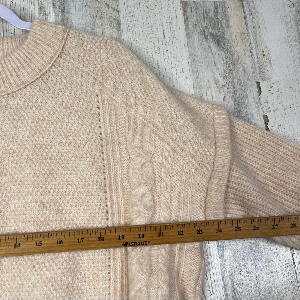Madewell Knit Sweater Women's Medium Neutral‎ with Ribbed Collar Light Academia